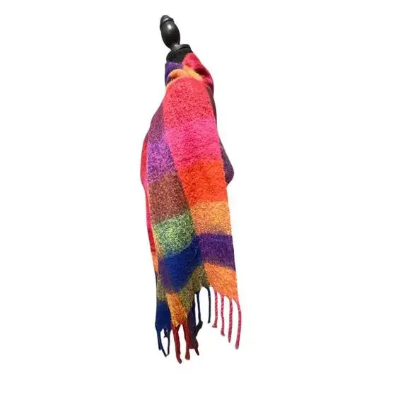 Steve Madden Women's Brushed Plaid Blanket Wrap Scarf Multicolor Winter OSFM - Picture 3 of 5
